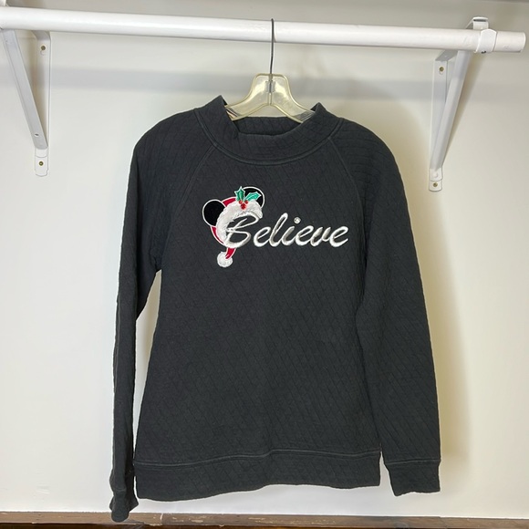Disney Tops - Disney Parks Exclusive Mock Neck Quilted Black Christmas Sweatshirt- Small